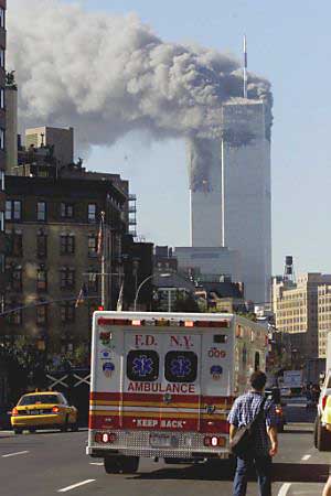 Twin Towers are burning
