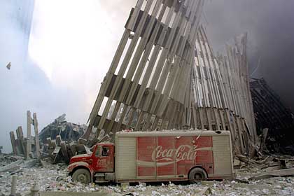 Abandoned Coca-Cola truck at WTC site