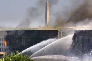 Pentagon on fire after jet crash