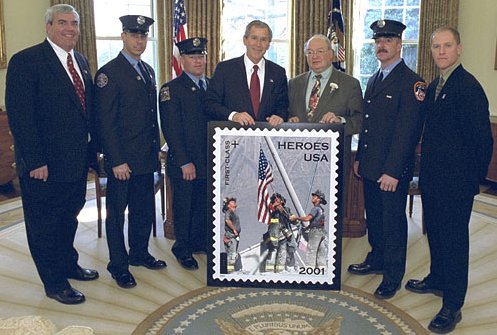 Bush and others at stamp unveiling